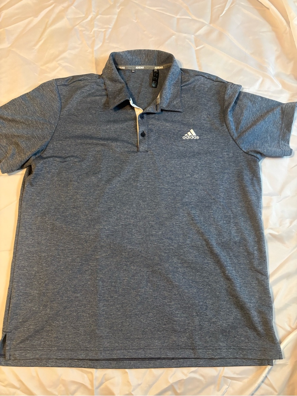 Adidas Men's XL Blue Heathered Performance Golf Polo Shirt Short Sleeve Logo